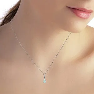 0.46 Carat 14K Solid White Gold Another Victory Aquamarine Diamond Necklace