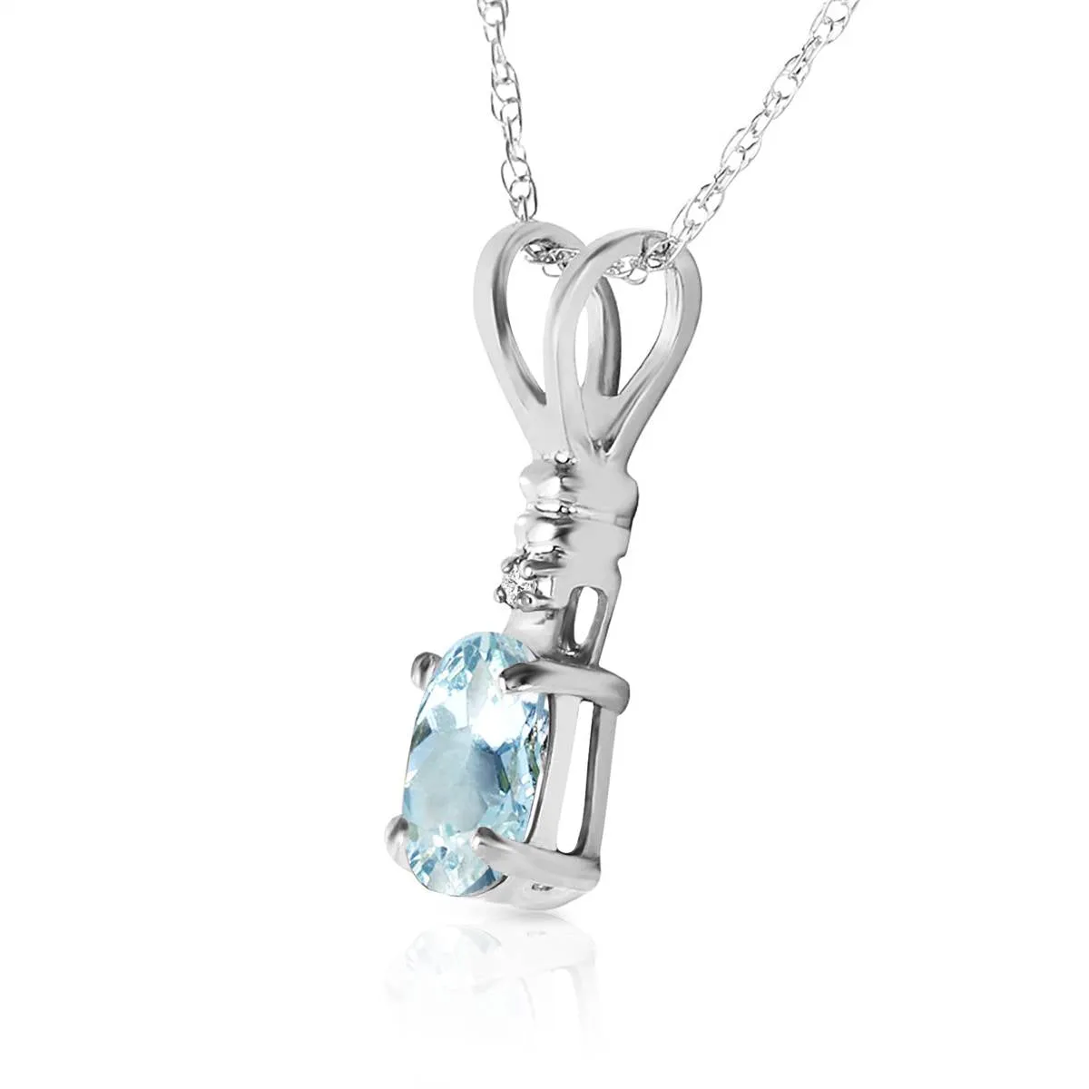 0.46 Carat 14K Solid White Gold Another Victory Aquamarine Diamond Necklace