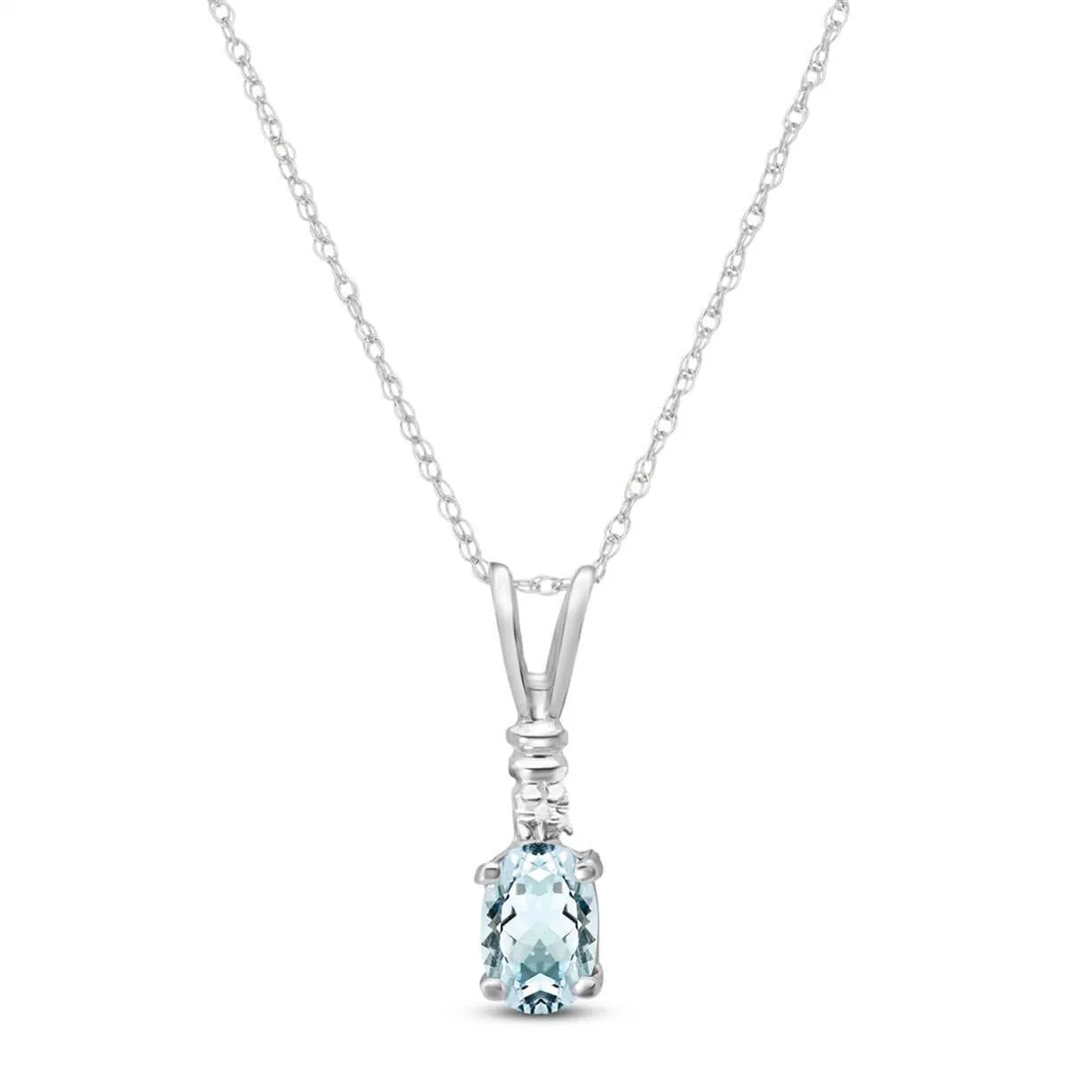 0.46 Carat 14K Solid White Gold Another Victory Aquamarine Diamond Necklace