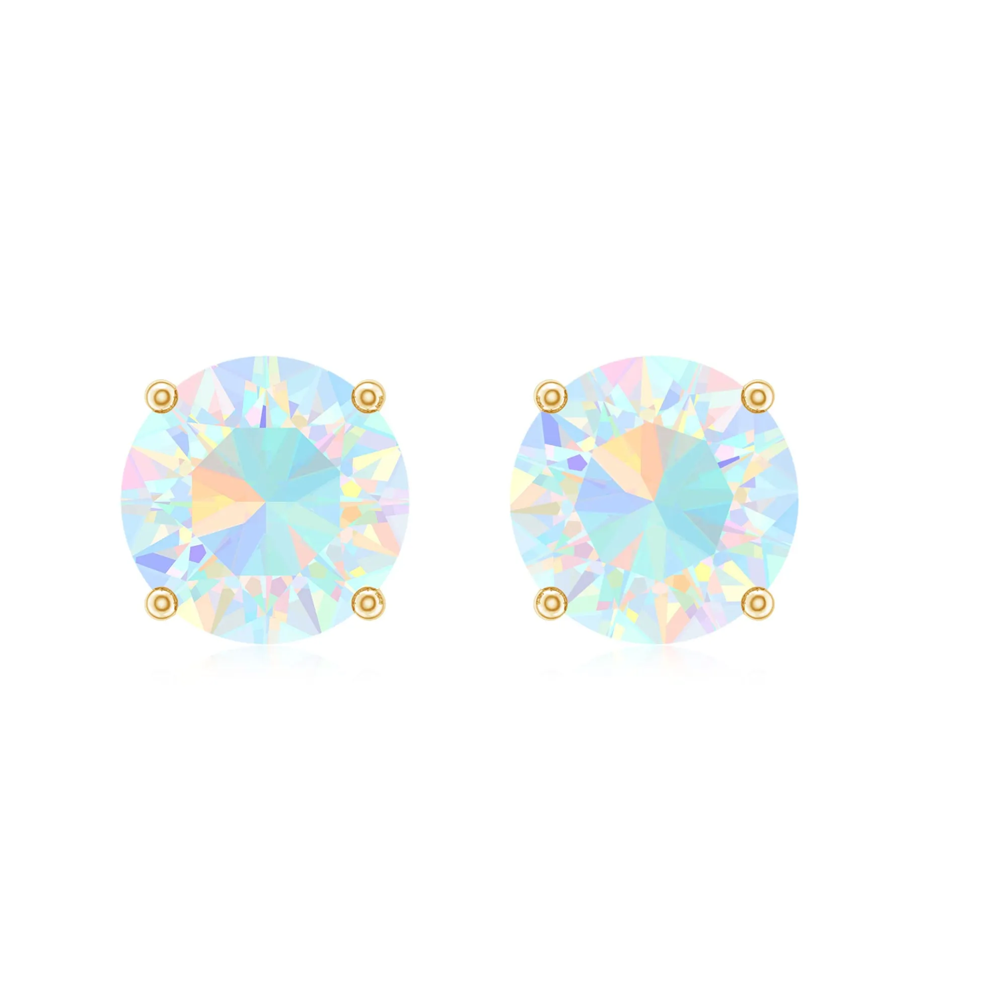 0.50 CT Ethiopian Opal Solitaire Stud Earrings in 4 Prong Setting