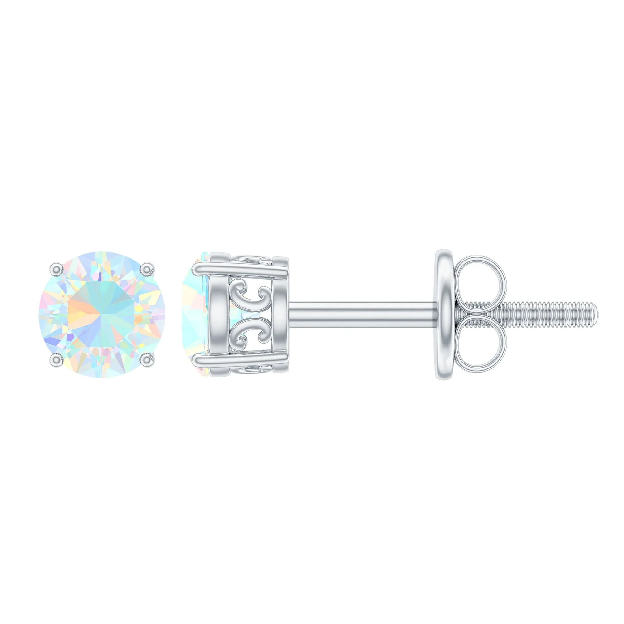 0.50 CT Ethiopian Opal Solitaire Stud Earrings in 4 Prong Setting