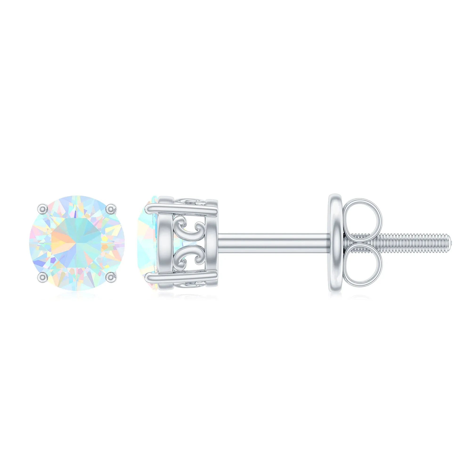 0.50 CT Ethiopian Opal Solitaire Stud Earrings in 4 Prong Setting