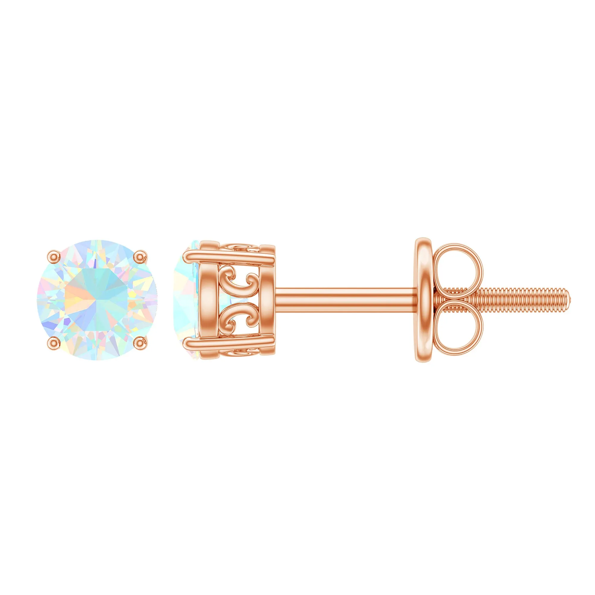 0.50 CT Ethiopian Opal Solitaire Stud Earrings in 4 Prong Setting