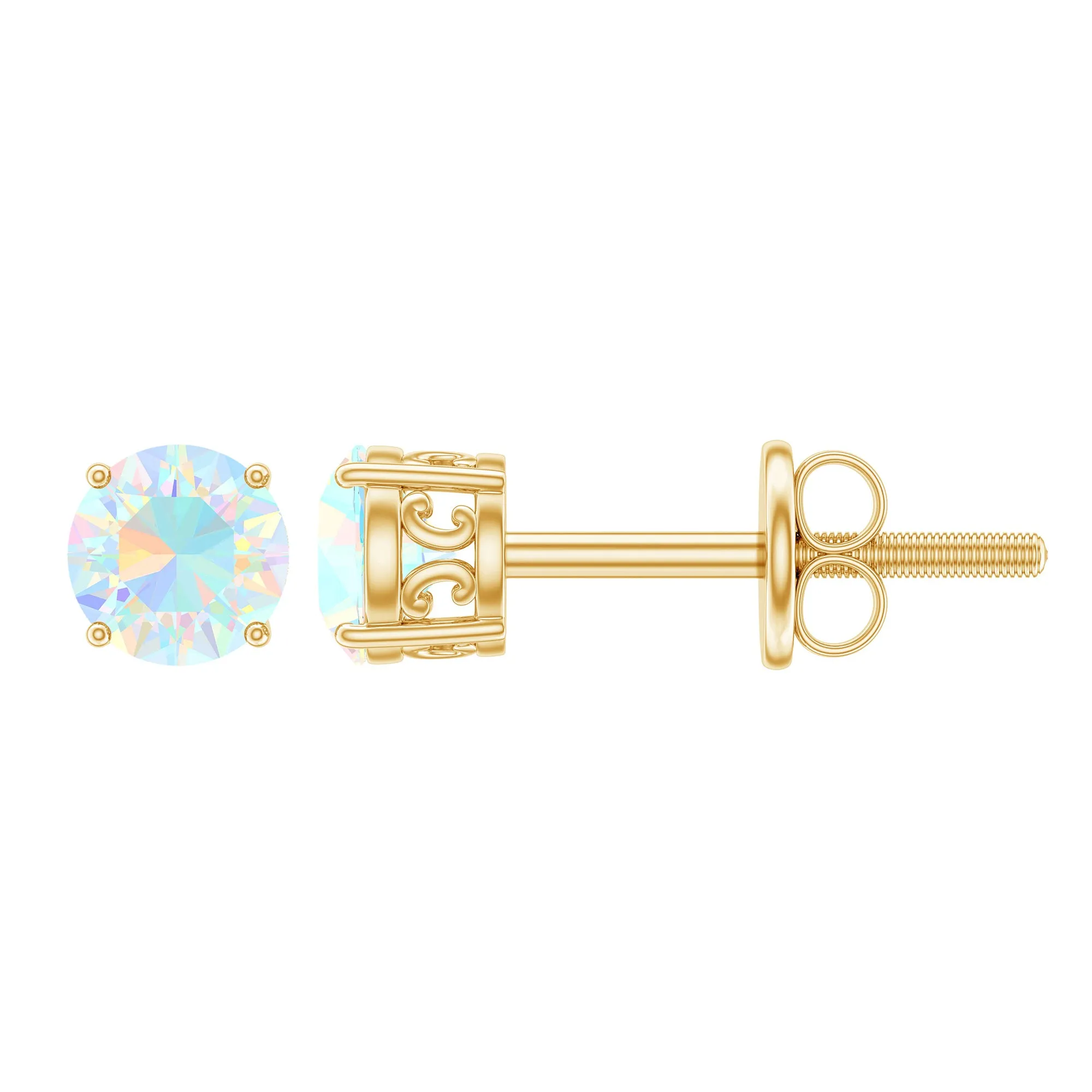 0.50 CT Ethiopian Opal Solitaire Stud Earrings in 4 Prong Setting