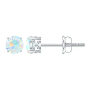 0.50 CT Ethiopian Opal Solitaire Stud Earrings in 4 Prong Setting