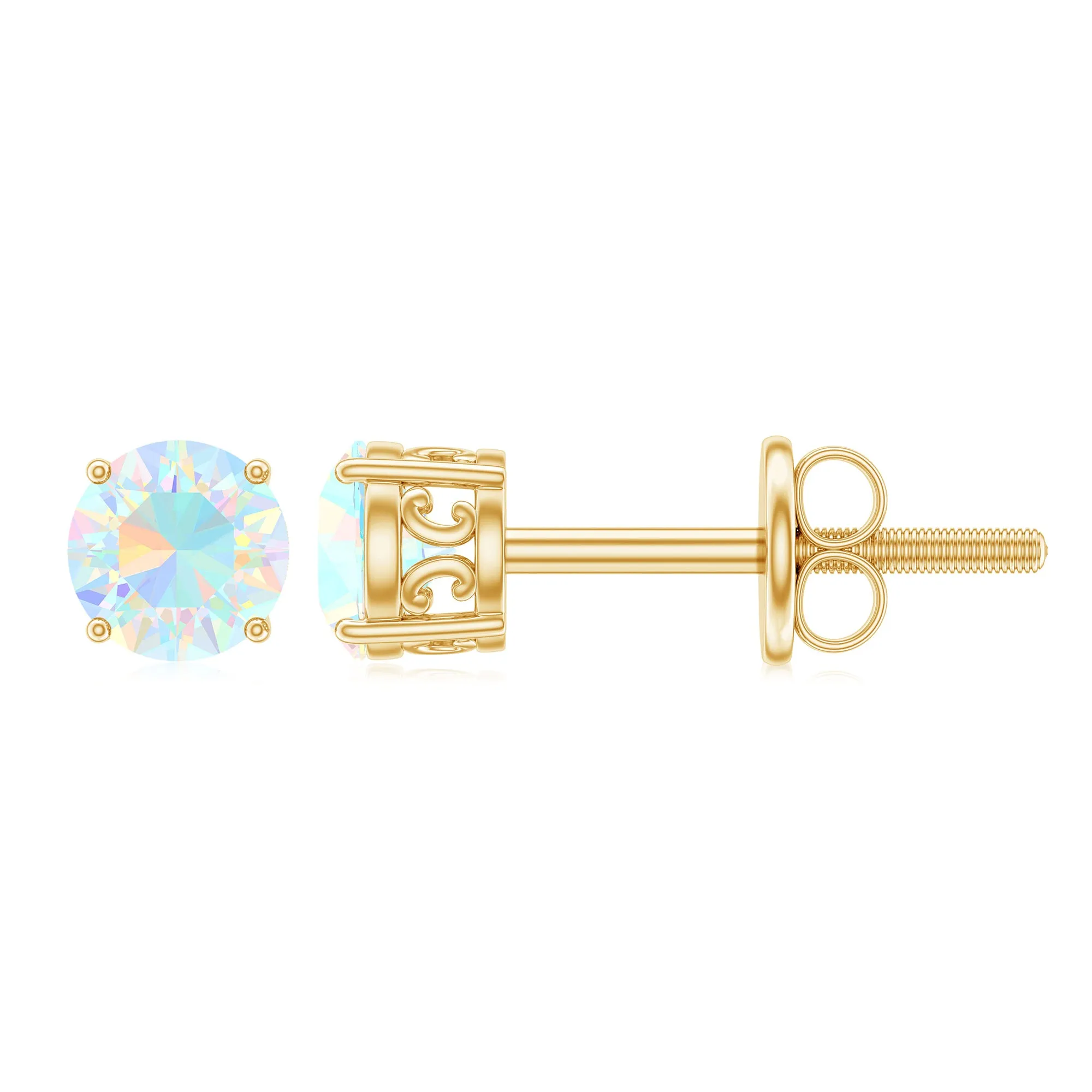 0.50 CT Ethiopian Opal Solitaire Stud Earrings in 4 Prong Setting