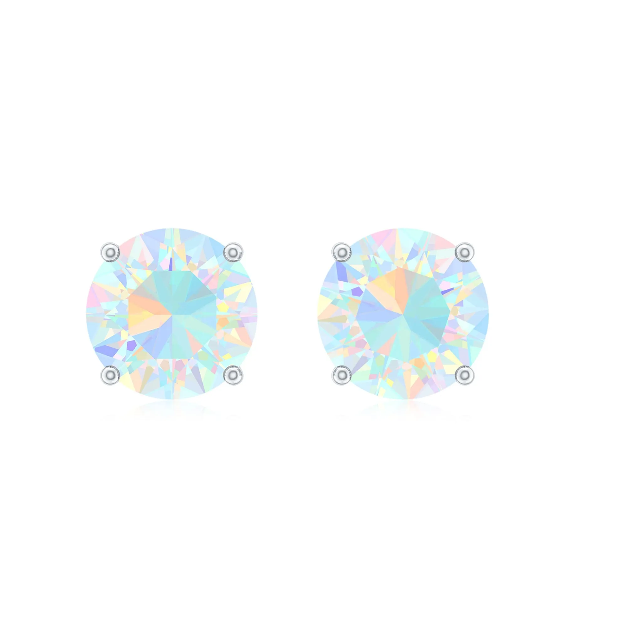 0.50 CT Ethiopian Opal Solitaire Stud Earrings in 4 Prong Setting