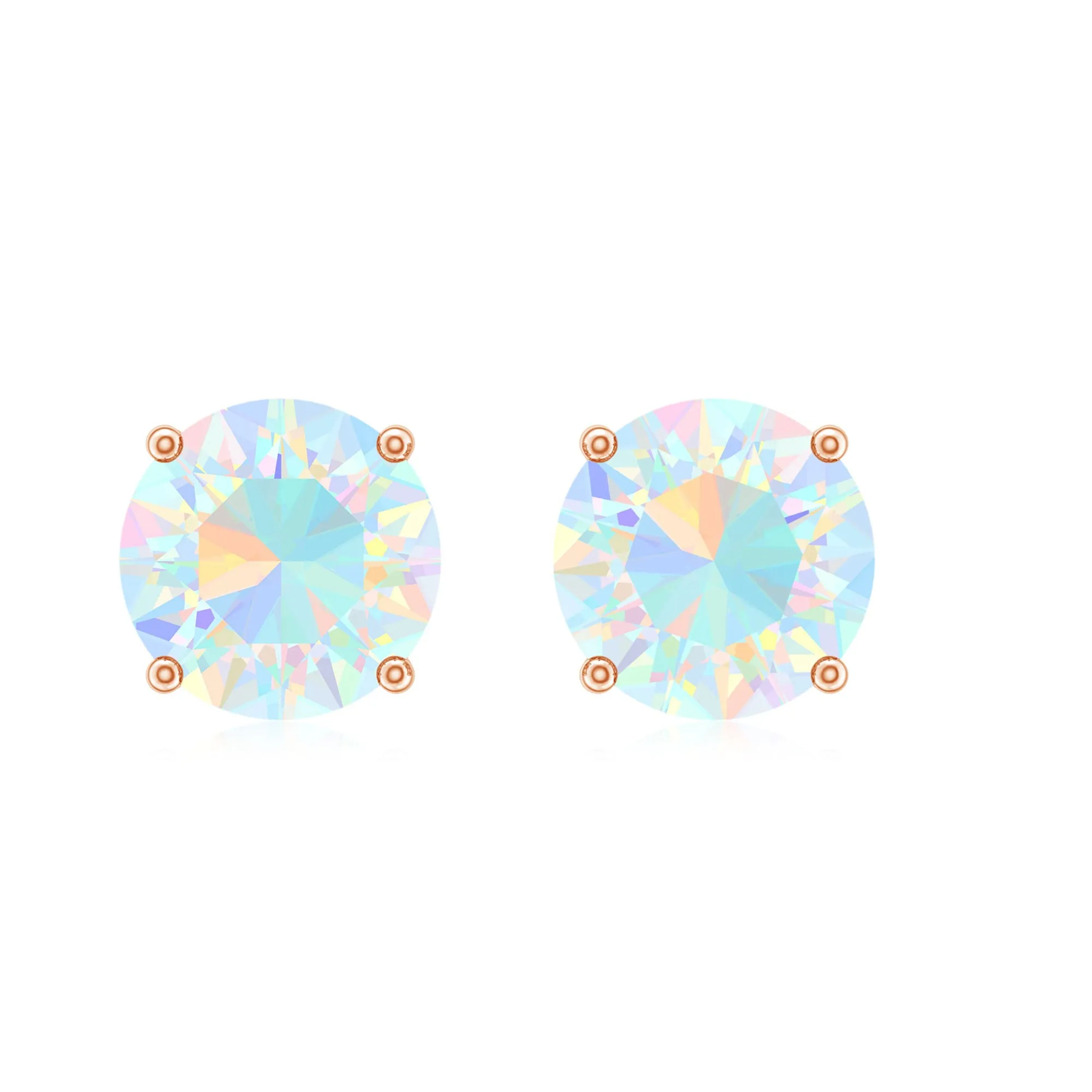 0.50 CT Ethiopian Opal Solitaire Stud Earrings in 4 Prong Setting