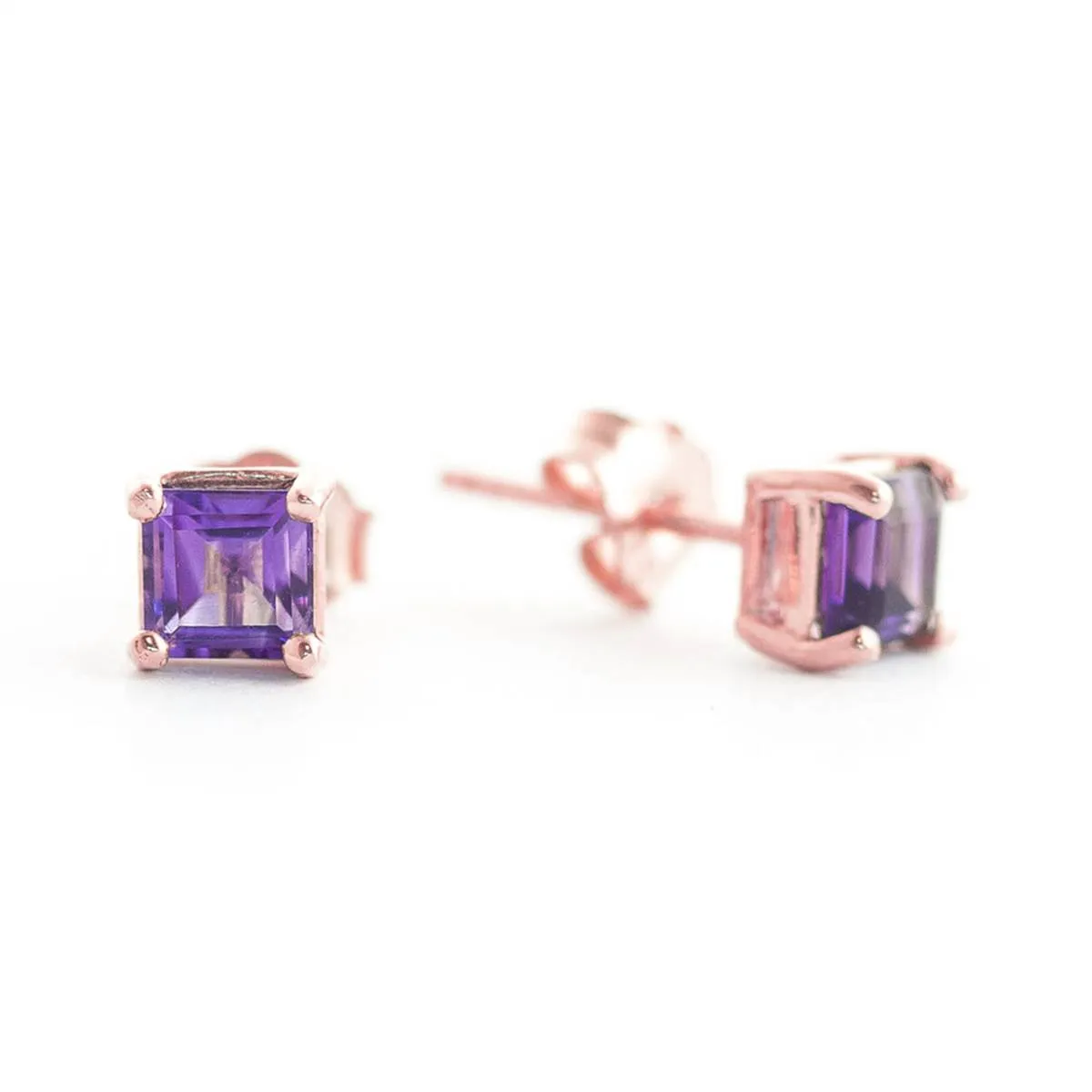 0.65 Carat 14K Solid Rose Gold Caress Amethyst Stud Earrings