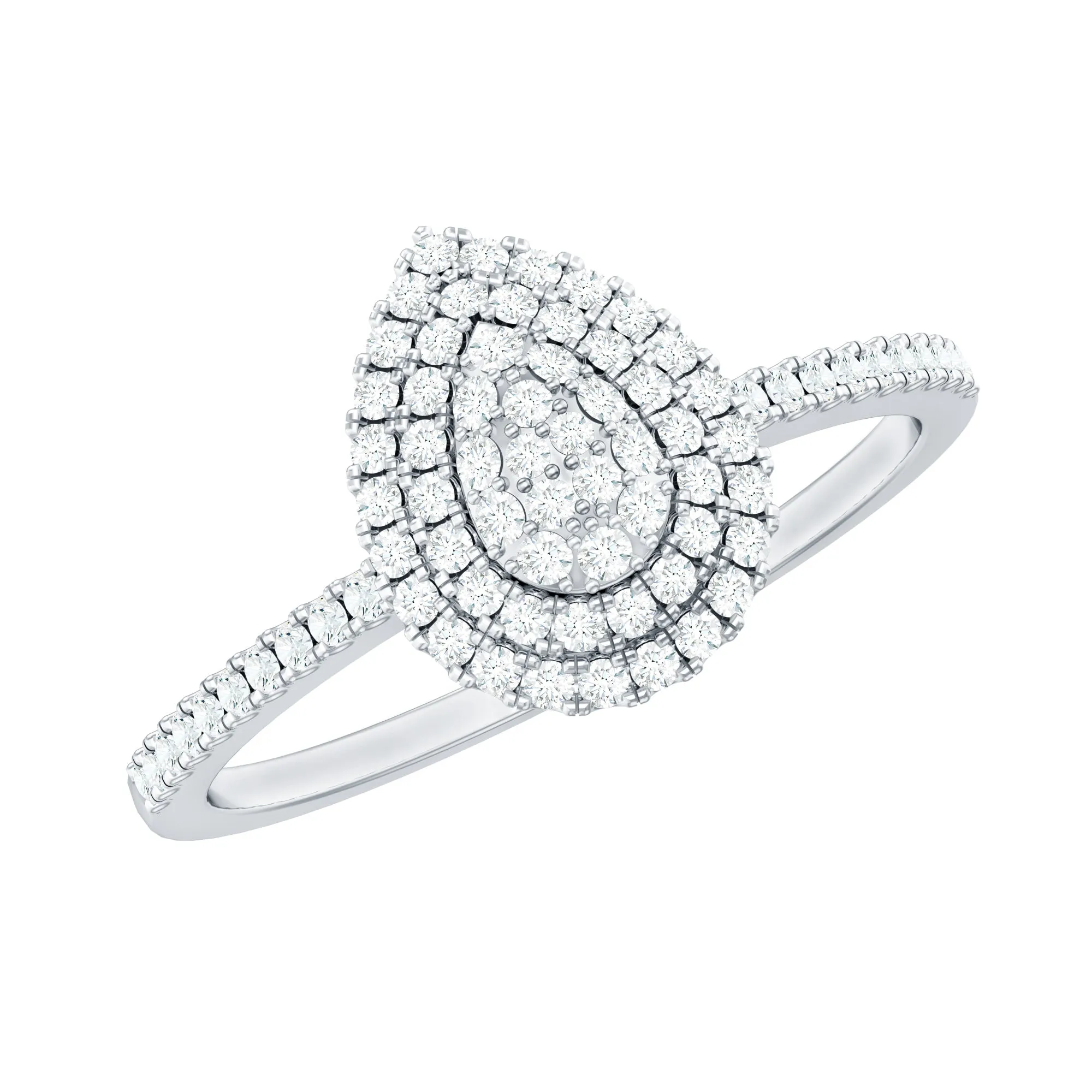 0.75 CT Pear Shaped Diamond Cluster Ring