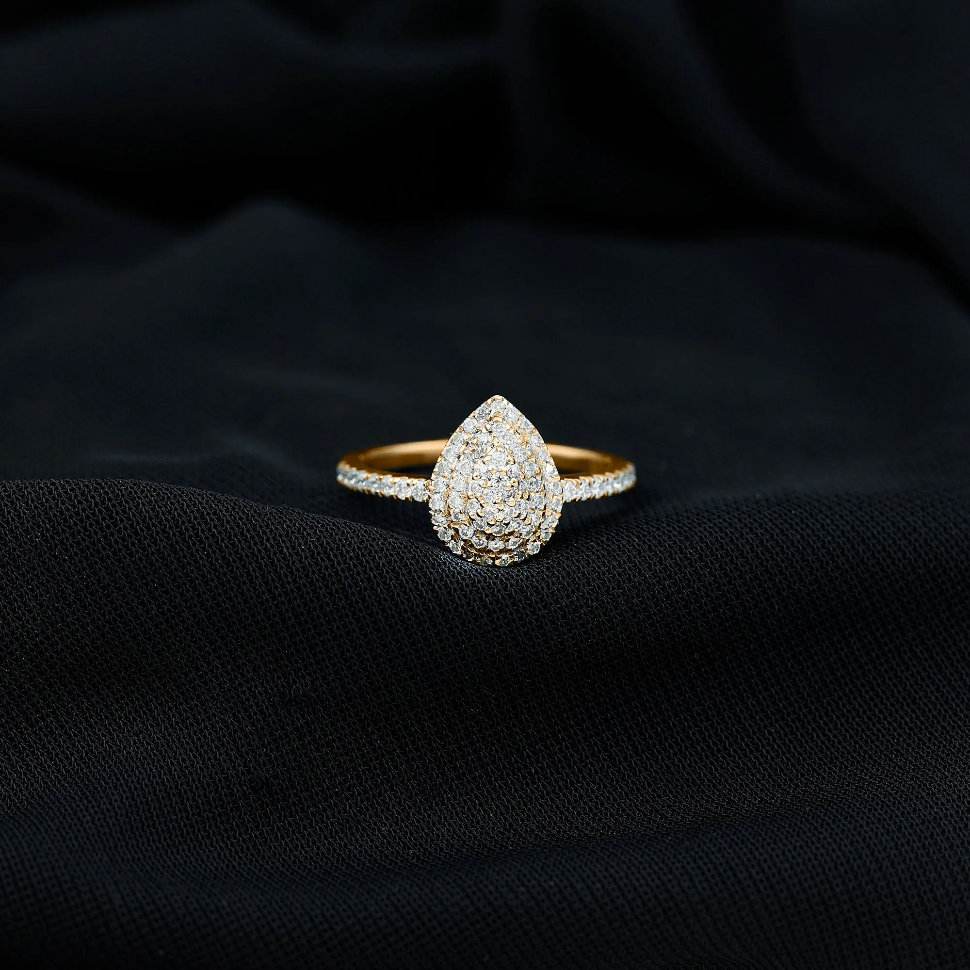 0.75 CT Pear Shaped Diamond Cluster Ring