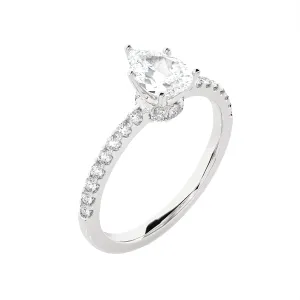 1 1/4 ctw Pear-Shaped Lab Grown Diamond Side Stone Engagement Ring