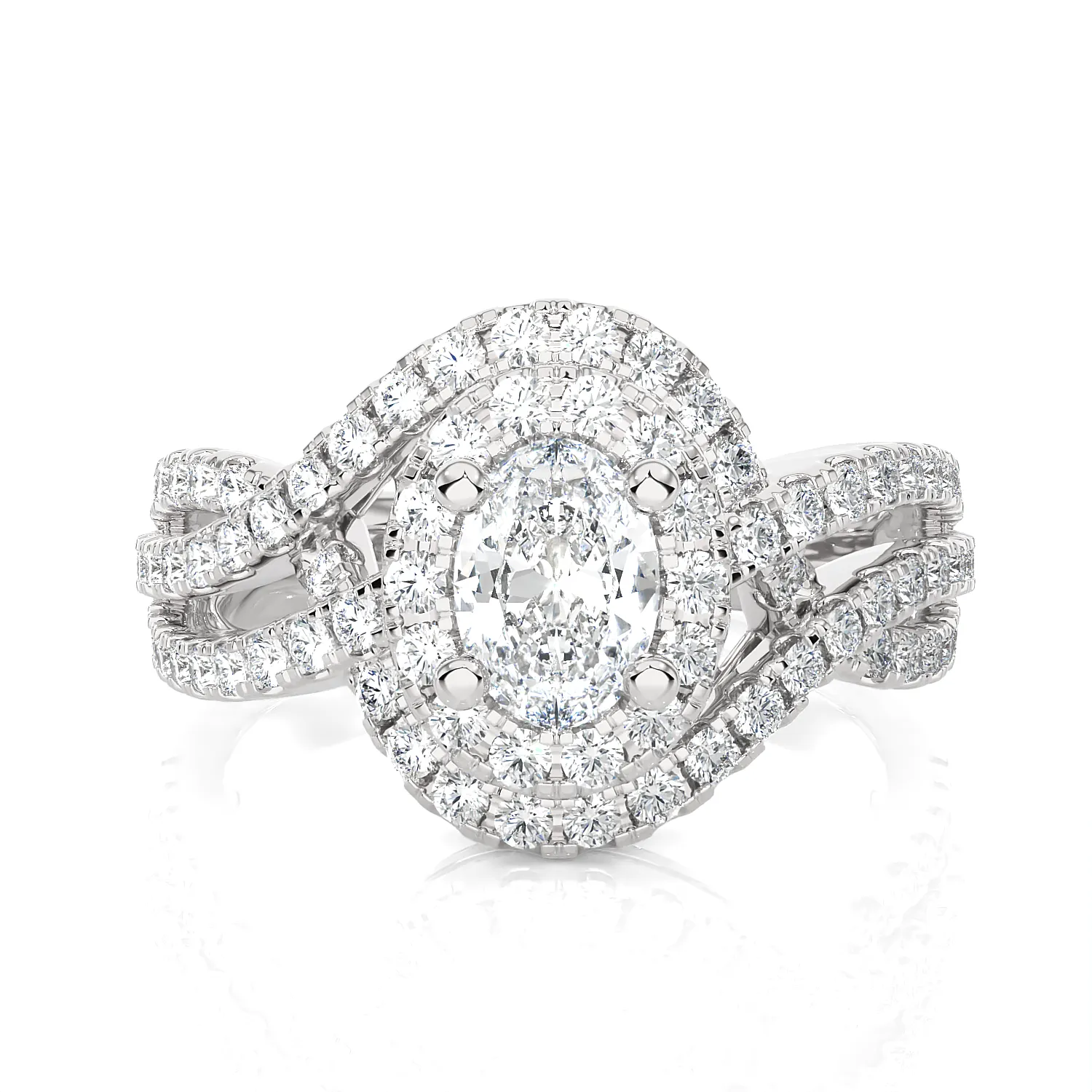 1 3/8 ctw Oval Lab Grown Diamond Halo Engagement Ring