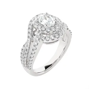 1 3/8 ctw Oval Lab Grown Diamond Halo Engagement Ring