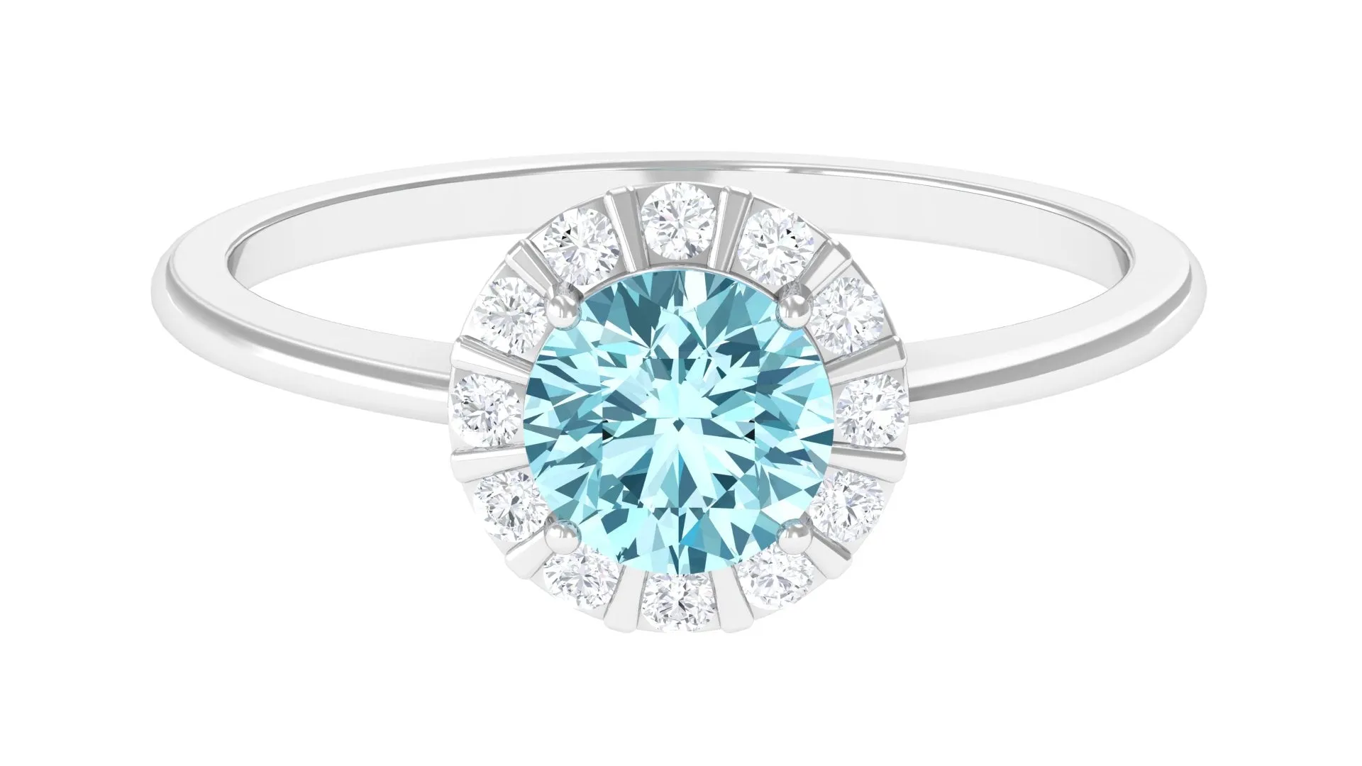 1 CT Aquamarine Engagement Ring with Diamond Floating Halo