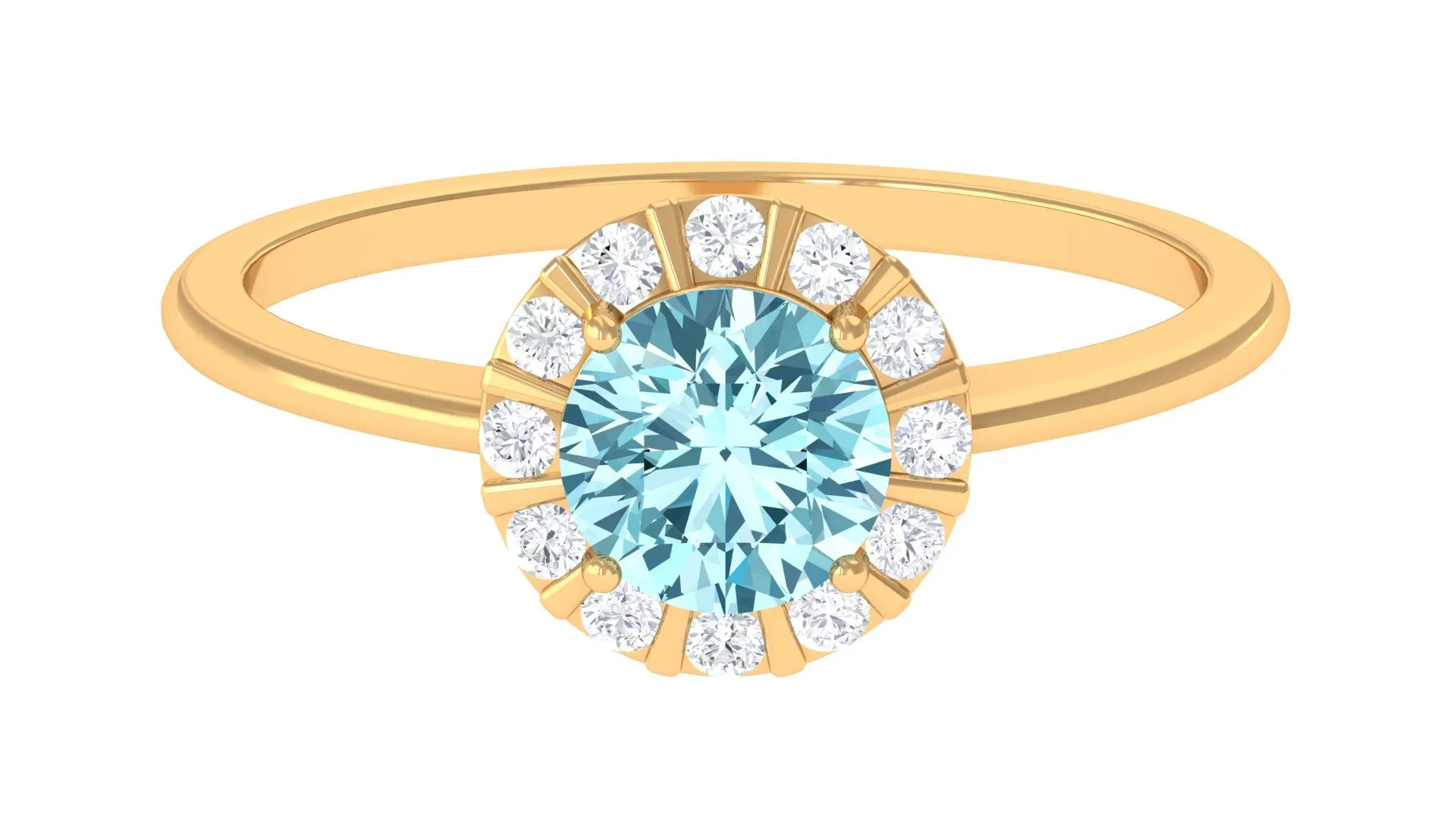 1 CT Aquamarine Engagement Ring with Diamond Floating Halo