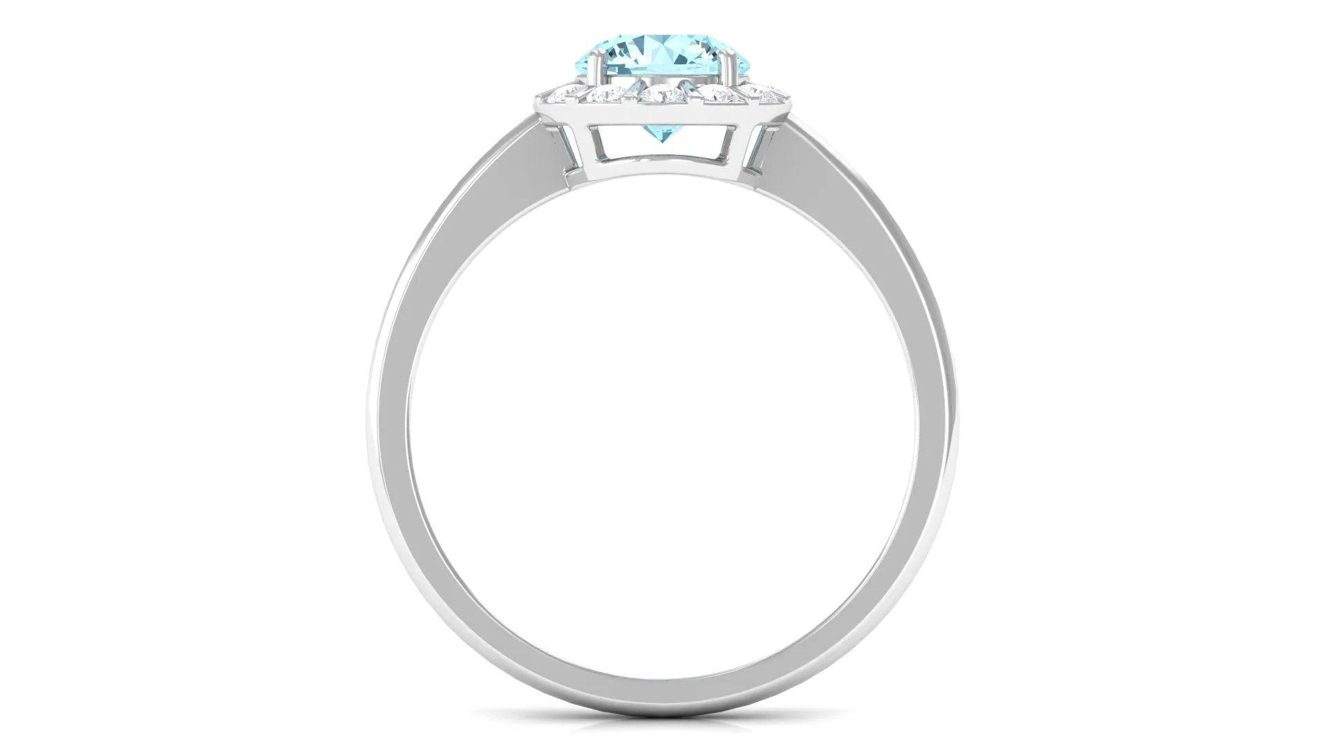 1 CT Aquamarine Engagement Ring with Diamond Floating Halo