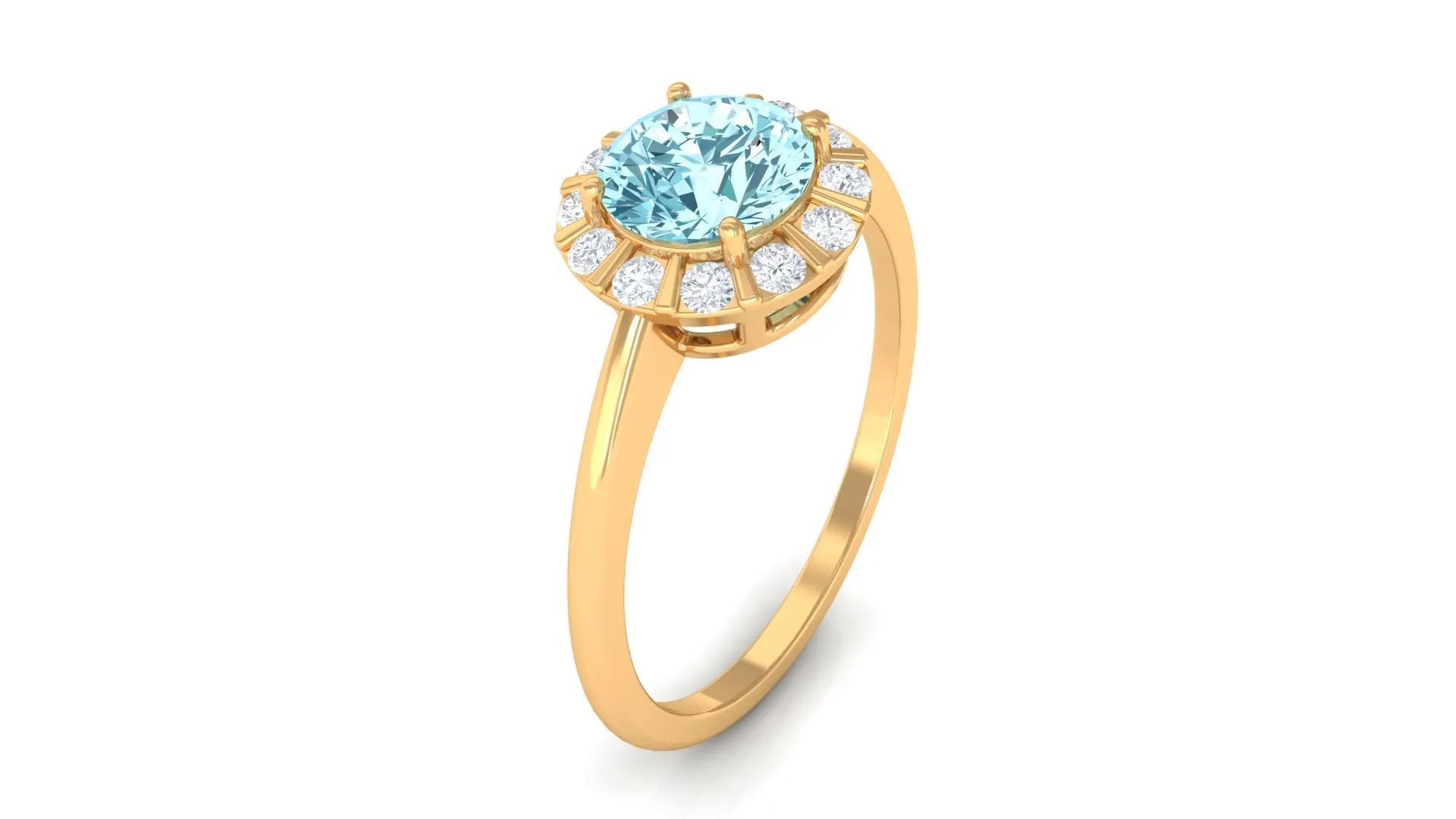 1 CT Aquamarine Engagement Ring with Diamond Floating Halo