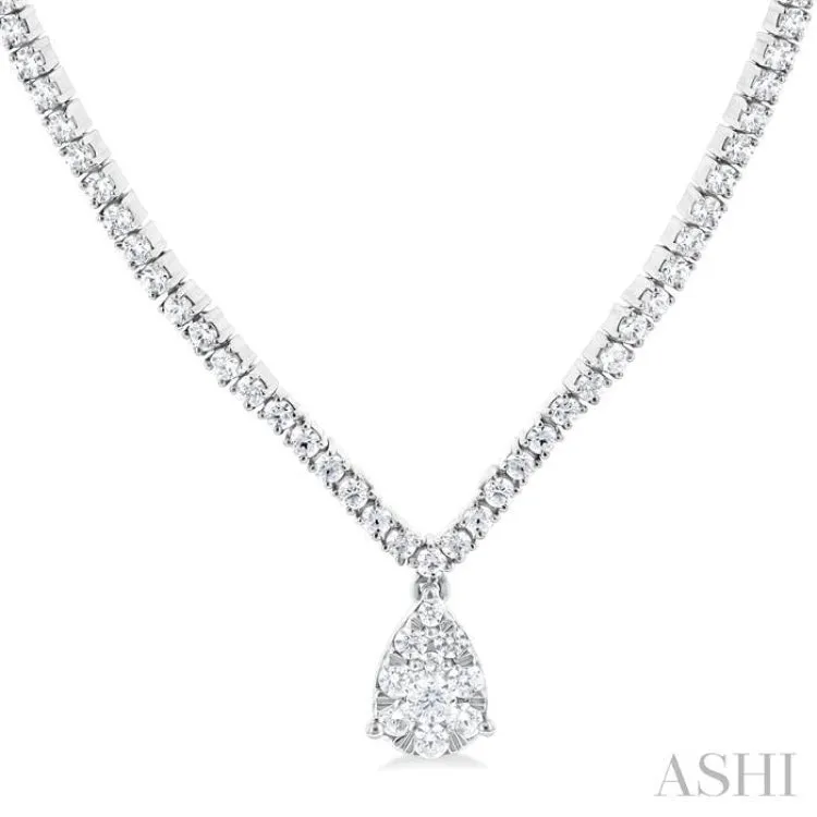 1 ctw Pear Drop Round Cut Diamond Necklace in 14K White Gold