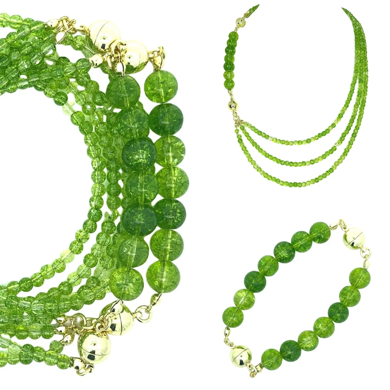 10 Way Necklace - Cracked Peridot