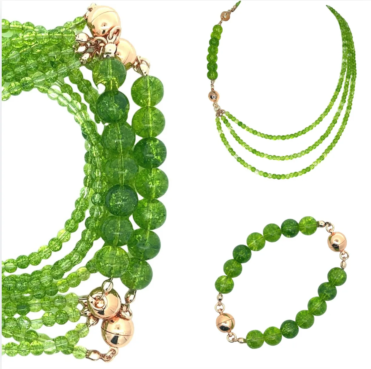 10 Way Necklace - Cracked Peridot