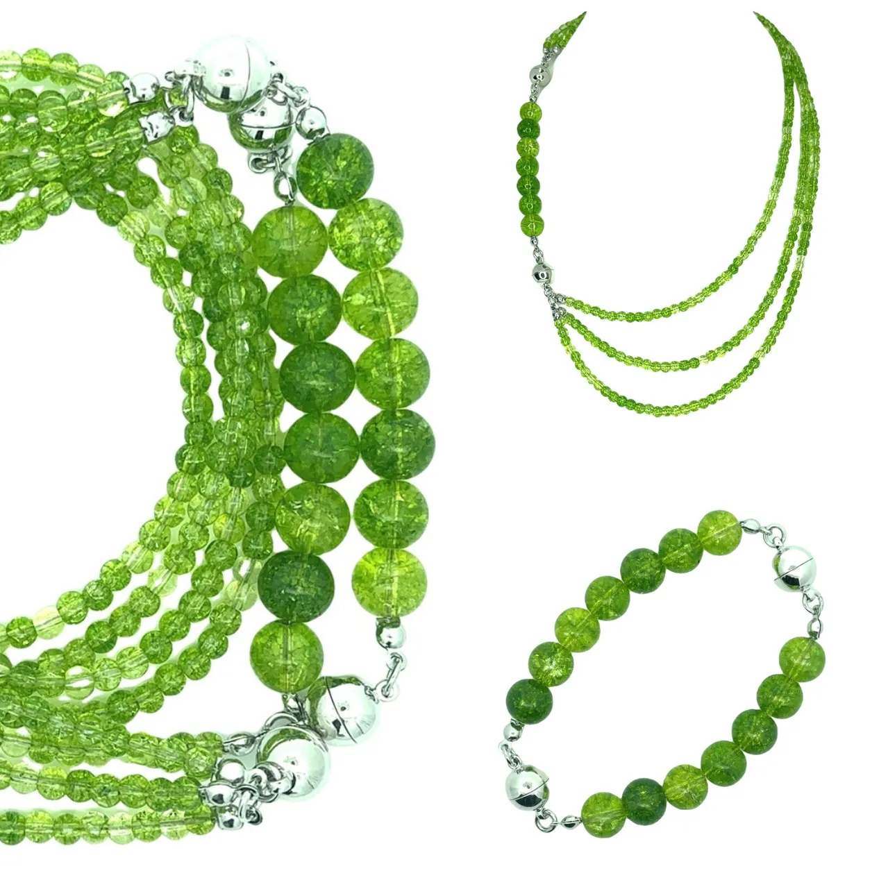 10 Way Necklace - Cracked Peridot