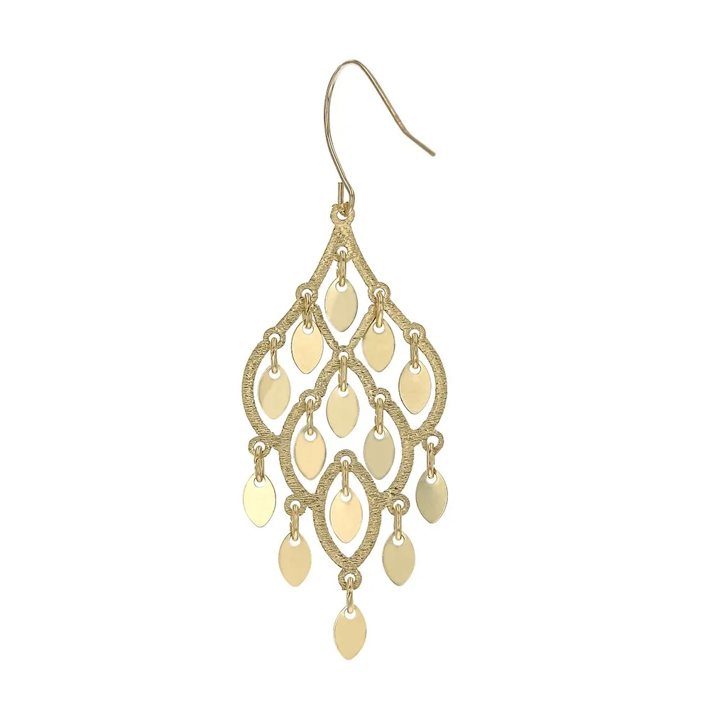 10KT YELLOW GOLD DROP CHANDELIER FASHION EARRINGS