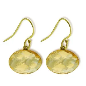 12 Carat 14K Solid Yellow Gold Fish Hook Earrings Natural Citrine