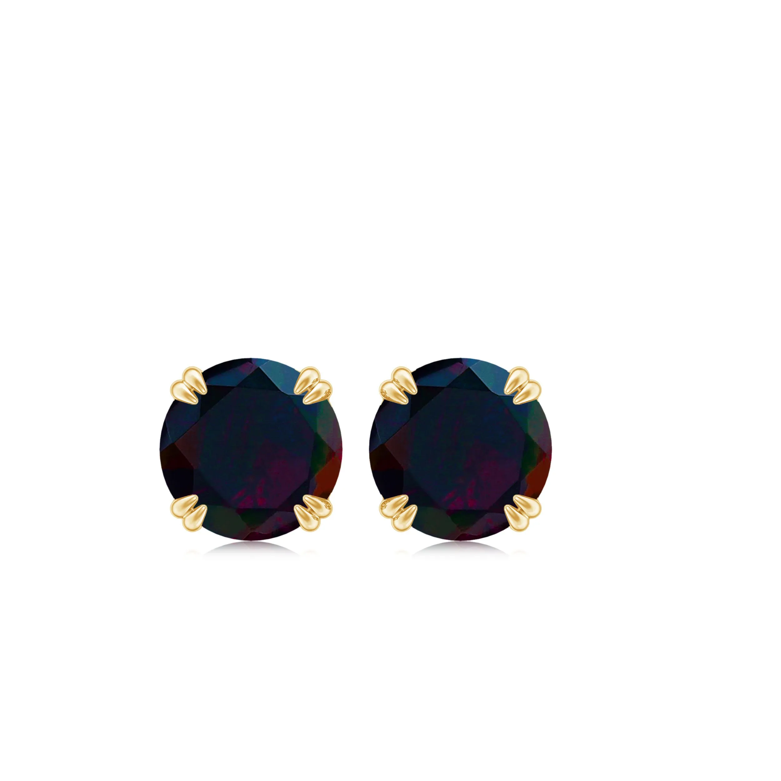 1/2 CT Natural Black Opal Solitaire Stud Earrings with Screw Back