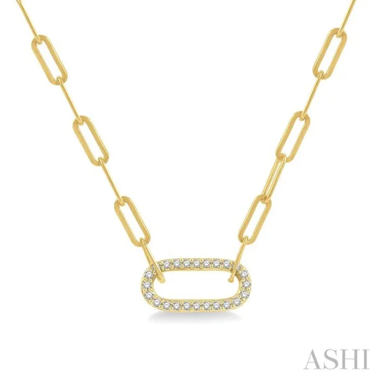 1/4 Ctw Paper Clip Round Cut Diamond Necklace in 14K Yellow Gold