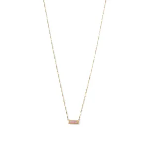 14 Karat Gold Plated Mini Synthetic Pink Opal Bar Necklace