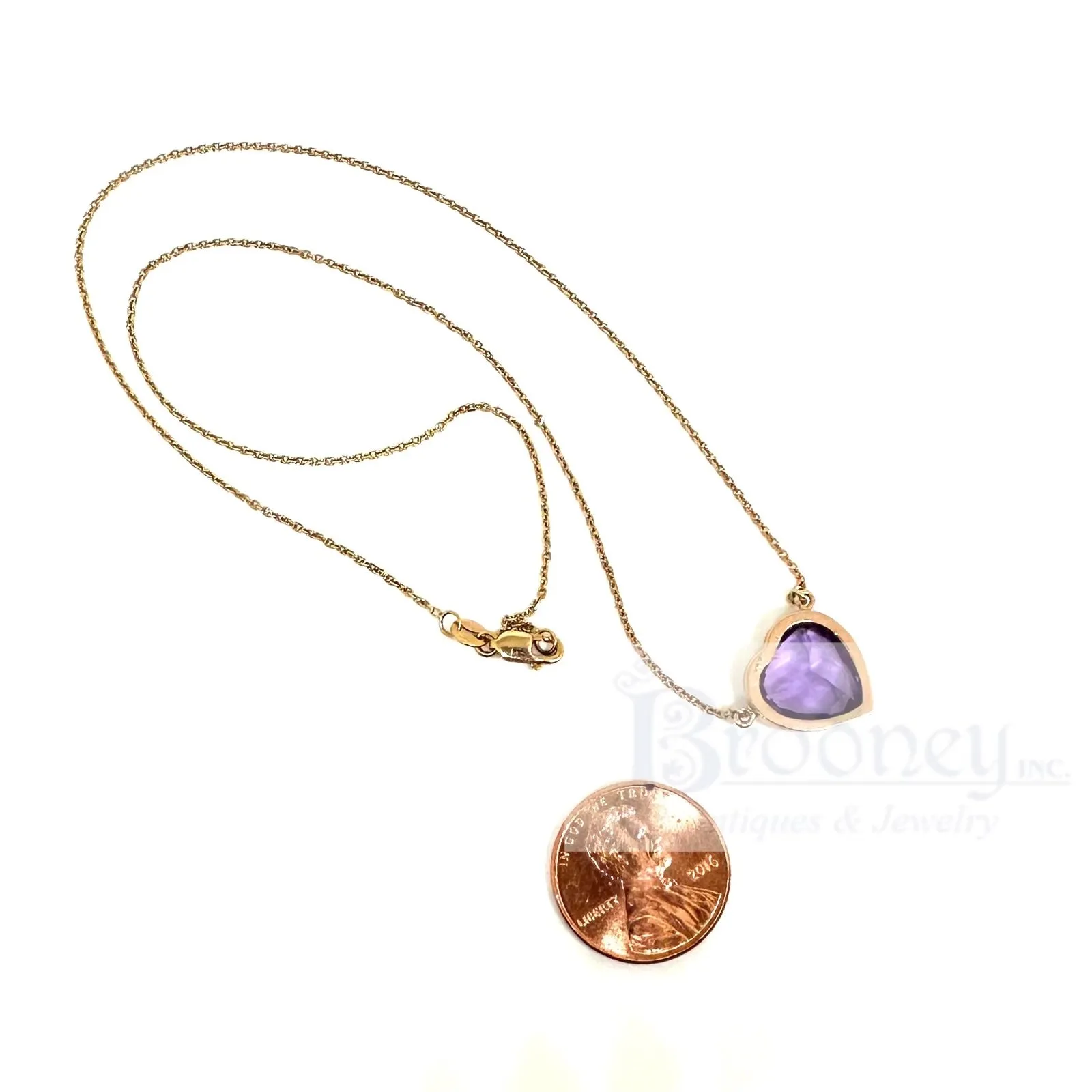 14 kt Rose Gold and Heart Shape Amethyst Pendant