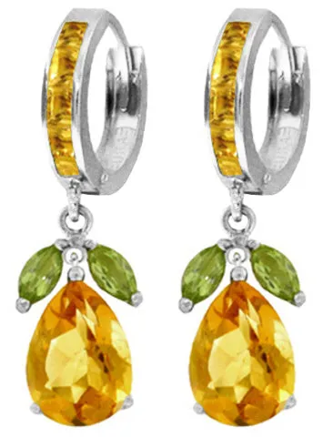 14.3 Carat 14K Solid Yellow Gold Ecstacy Citrine Peridot Earrings