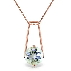 1.45 Carat 14K Solid Rose Gold Gold Necklace Aquamarine