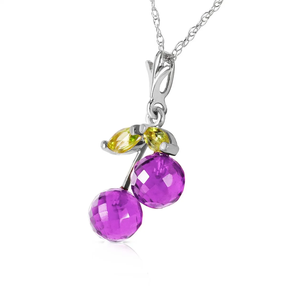 1.45 Carat 14K Solid White Gold Show Enthusiasm Amethyst Peridot Necklace