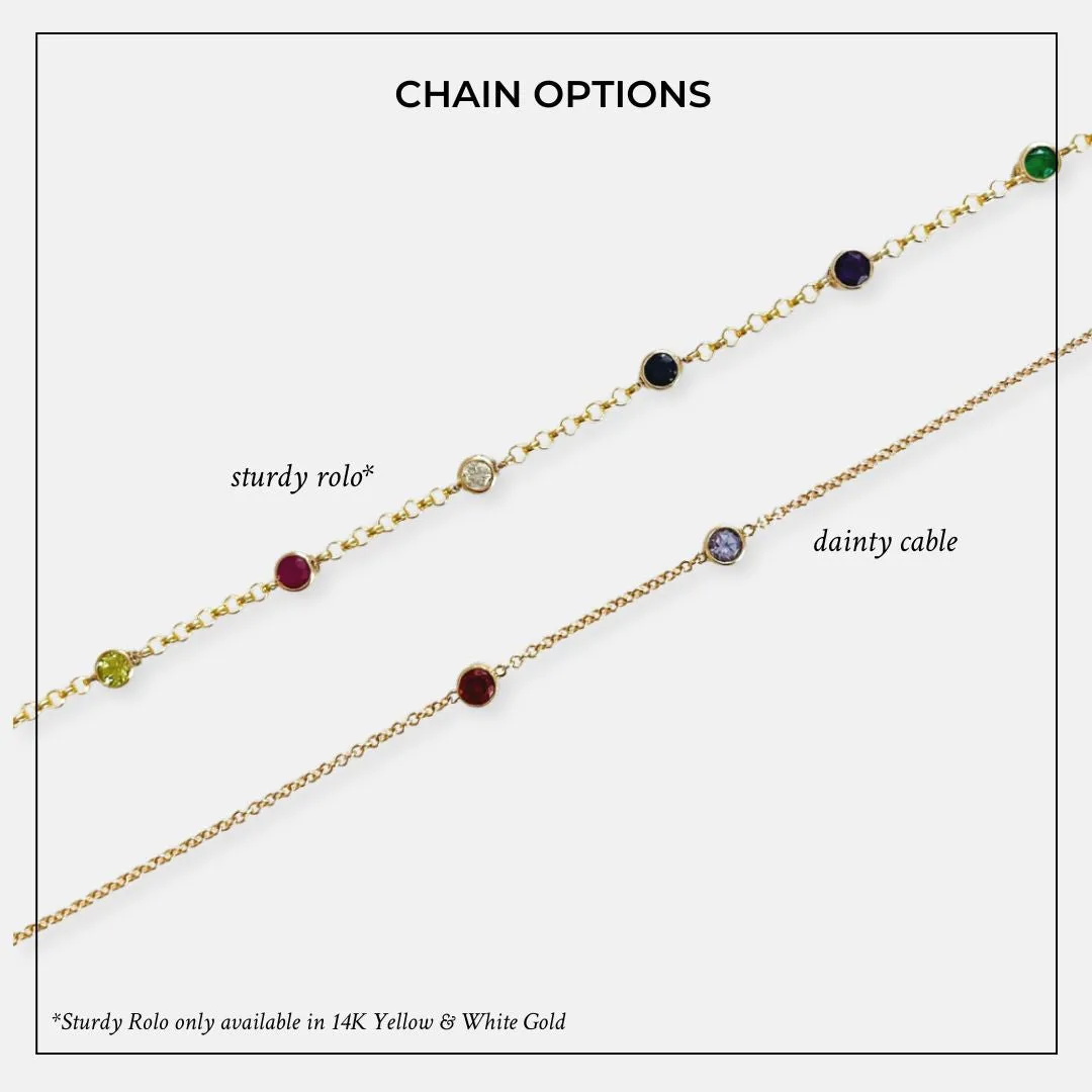 14K Gold 7 Birthstone Charms Bracelet