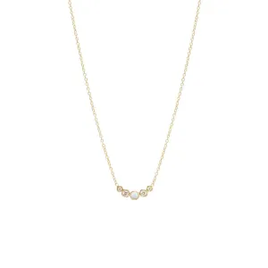 14k Graduated 5 Bezel Opal & Diamond Necklace