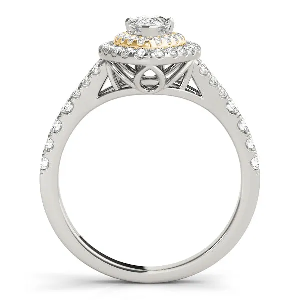 14K Pear Shape Halo Double Row Engagement Ring