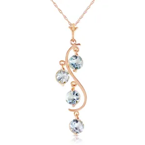 14K Solid Rose Gold Aquamarines Necklace Gemstone Genuine Deluxe