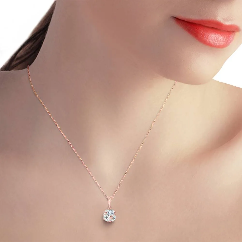 14K Solid Rose Gold Aquamarines Necklace Limited Edition