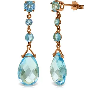 14K Solid Rose Gold Chandelier Blue Topaz Earrings