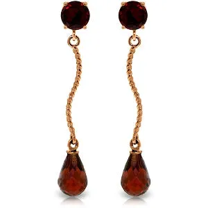 14K Solid Rose Gold Danglings Earrings w/ Natural Garnets