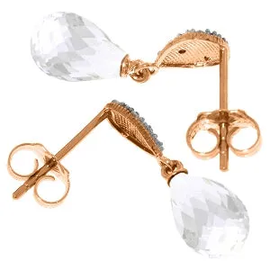 14K Solid Rose Gold Diamond & Rose Topaz Genuine Earrings