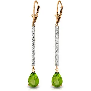 14K Solid Rose Gold Earrings w/ Diamonds & Peridot