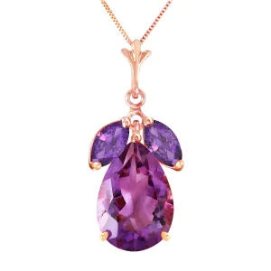 14K Solid Rose Gold Purple Amethyst Jewelry Platinum Necklace