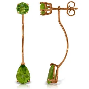 14K Solid Rose Gold Stud & Drops Earrings w/ Natural Peridots