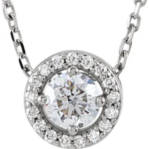 14K White 1/4 CTW Natural Diamond Halo-Style 16" Necklace