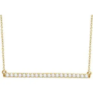 14K White 1/6 CTW Natural Diamond Bar 16-18" Necklace