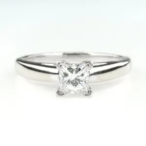 14K White Gold & Platinum 0.64ct Princess Leo Diamond Solitaire Engagement Ring