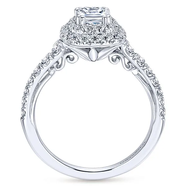 14k White Gold Cushion Cut Double Halo